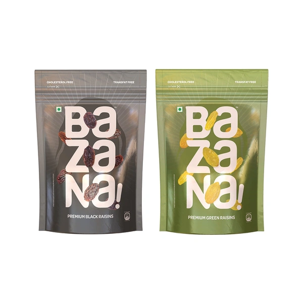 Bazana Premium Green (250g) & Black Raisins (210g) Combo Pack