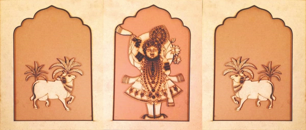 Jharokha with Pichwai Shrinathji & Cow Big frame - I