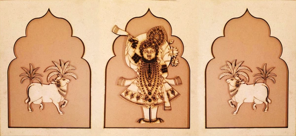 Jharokha with Pichwai Shrinathji & Cow Big frame - II