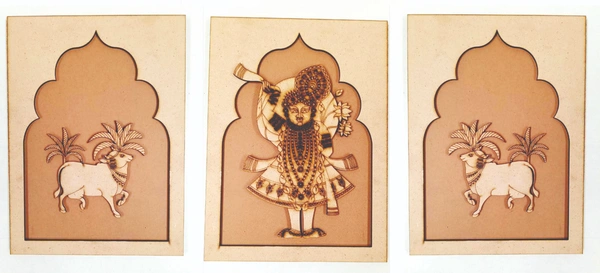 Jharokha with Pichwai Shrinathji & Cow set of 3 - II
