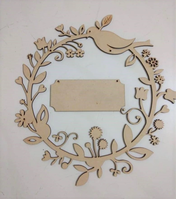 Floral Bird Wreath Name Plate