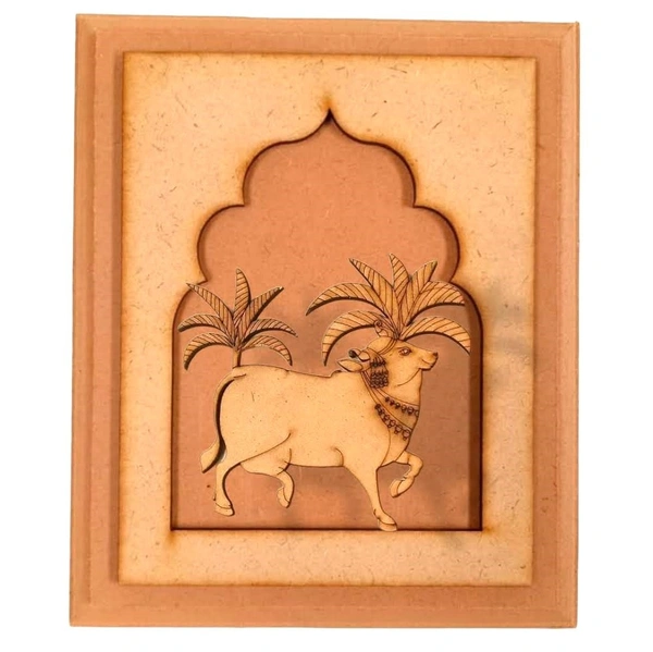 Hand Carved Jharokha With Right Pichwai Cow 1