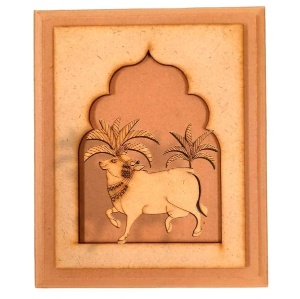 Hand Carved Jharokha With Left Pichwai Cow 1
