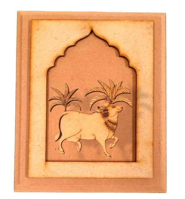 Hand Carved Jharokha With Right Pichwai Cow - 2
