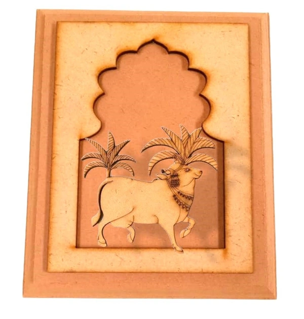 Hand Carved Jharokha With Right Pichwai Cow -3