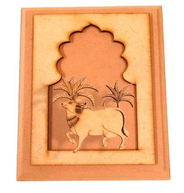 Hand Carved Jharokha With Left Pichwai Cow -3