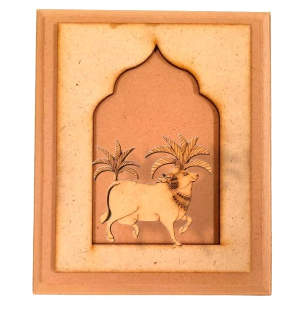 Hand Carved Jharokha With Right Pichwai Cow -4