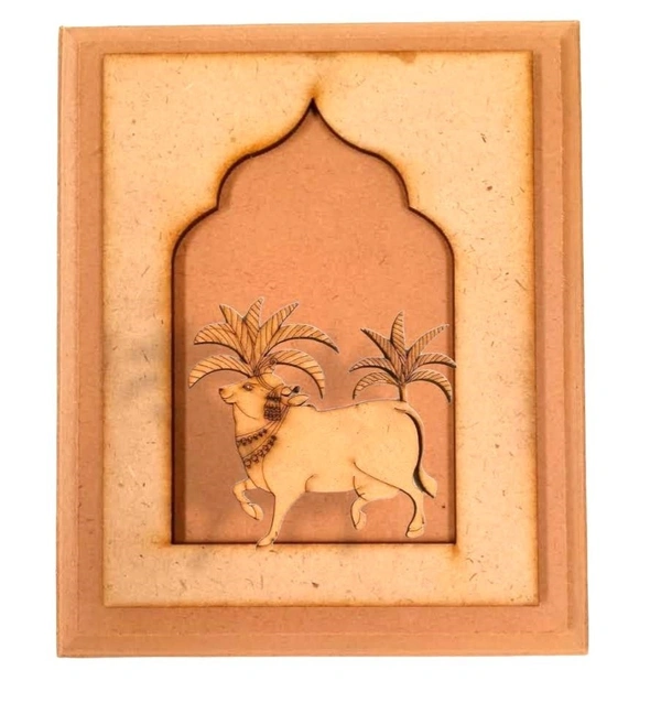 Hand Carved Jharokha With Left Pichwai Cow -4