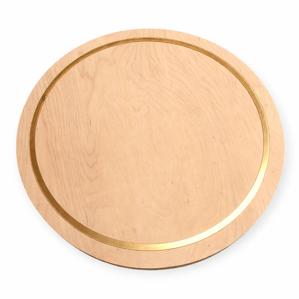 Birch Wood Round base with Golden acrylic ring