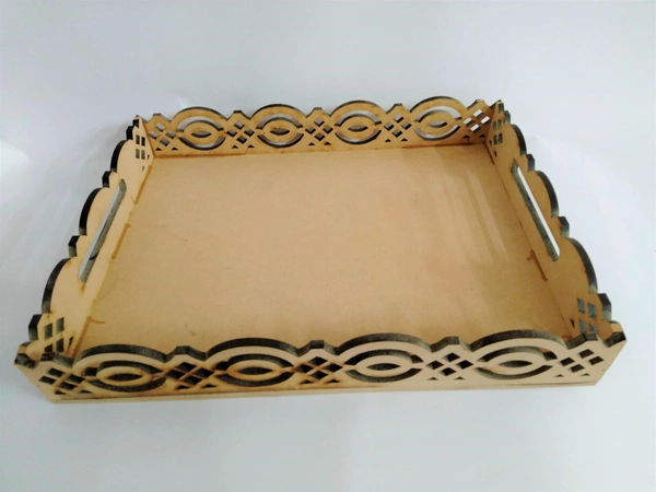 Laser cutwork serving tray - Geometric design
