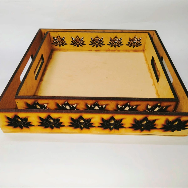 Laser Cutwork Serving Tray - Lotus