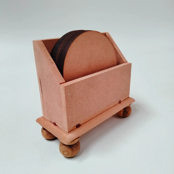 Round Coaster Set With Box Stand With Legs