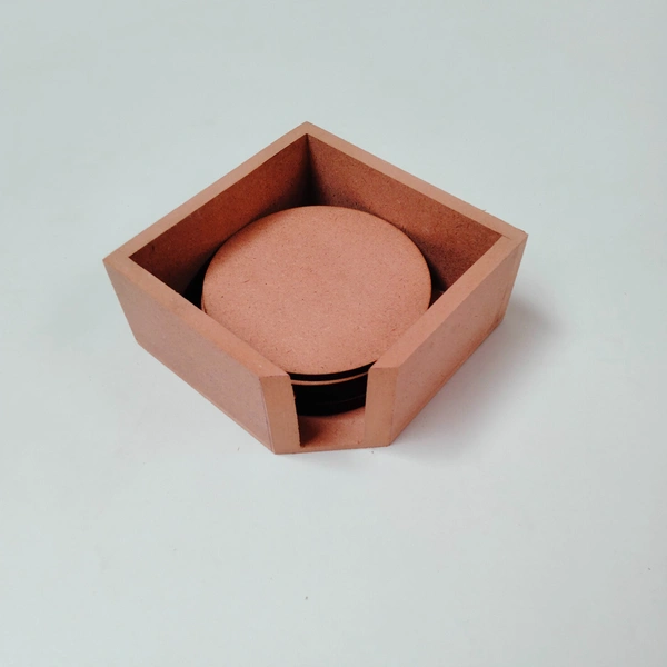 Round Coaster Set With Box Stand