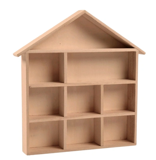 Home Shaped Shadow Box With Partitions