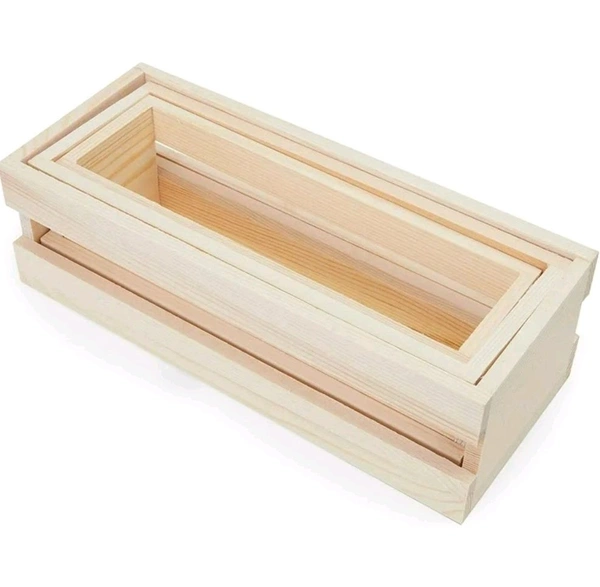 Rectangle Pinewood Tray - Set Of 3