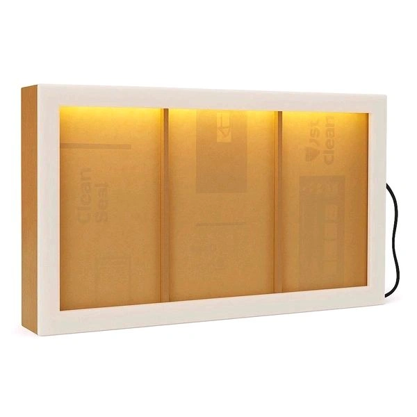 3 Equal Partition Varmala Preservation Frame / Shadow Box With 3 Side LED Light TBD