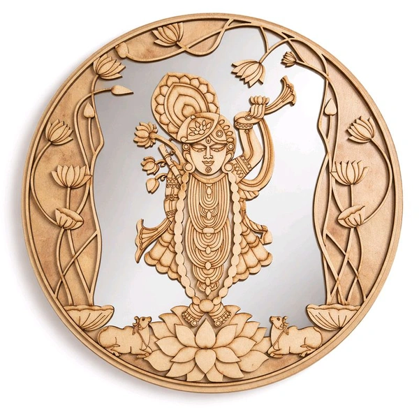 Shreenath ji With Lotus Multi Layer Mirror 