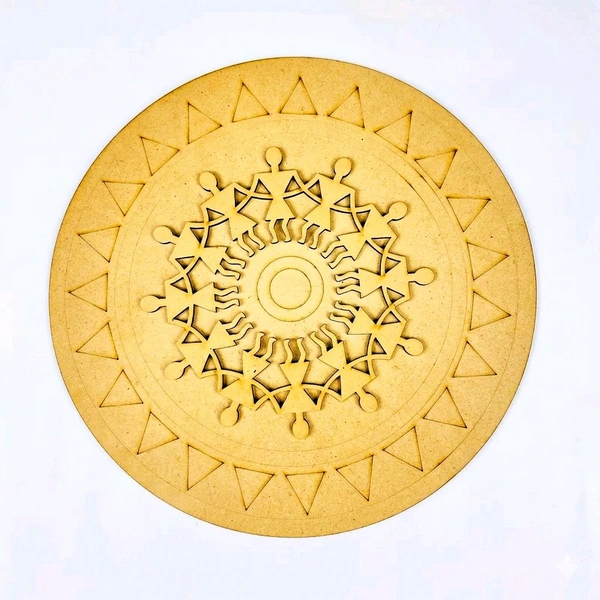 Warli Mandala Double Layer Pre-marked Cutout