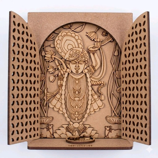 Shreenathji With Jharokha Window With Jali Door - 18 inches