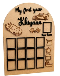 Baby Birthday Frame With 13 Photo - Gold, 18 * 13 inches