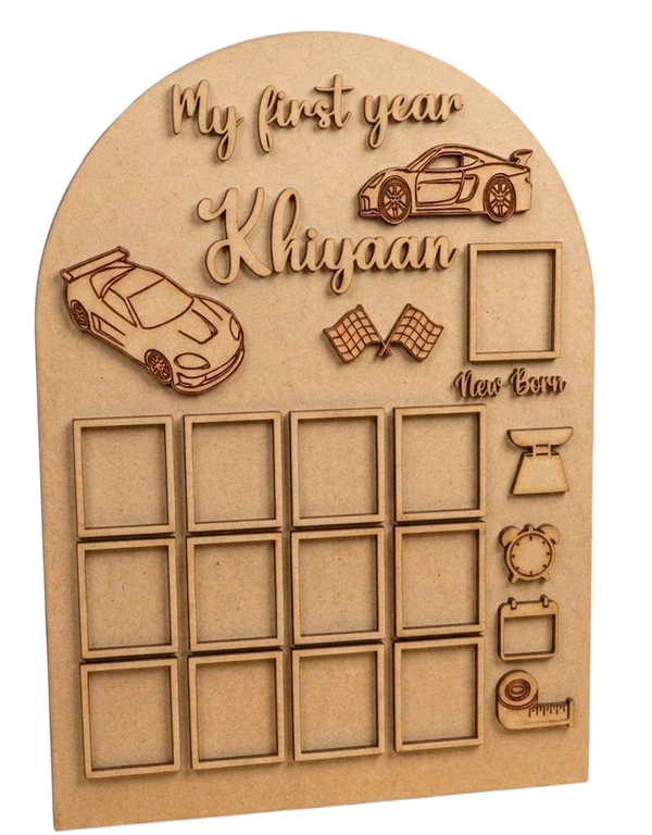 Baby Birthday Frame With 13 Photo - MDF, 24 * 18 inches