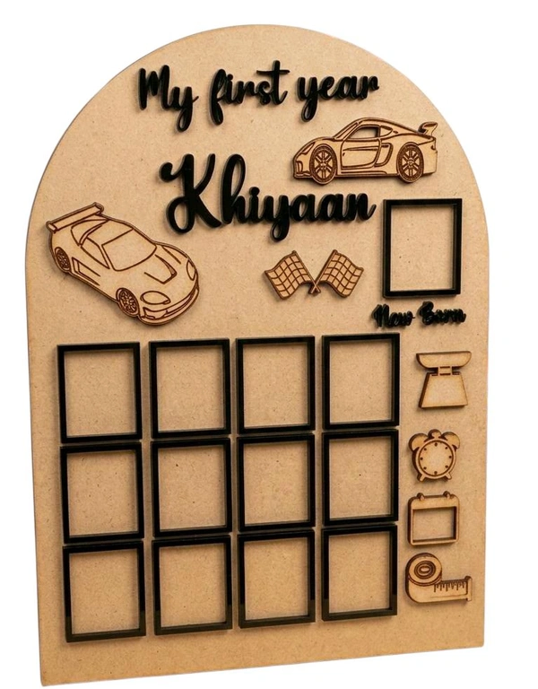 Baby Birthday Frame With 13 Photo - MDF, 24 * 18 inches