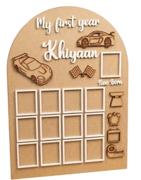 Baby Birthday Frame With 13 Photo - MDF, 24 * 18 inches