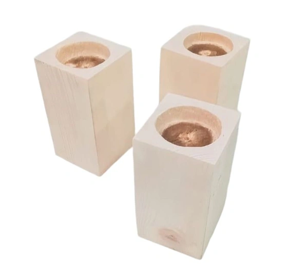 Pinewood Pillar Candle holder - 4 pcs Set