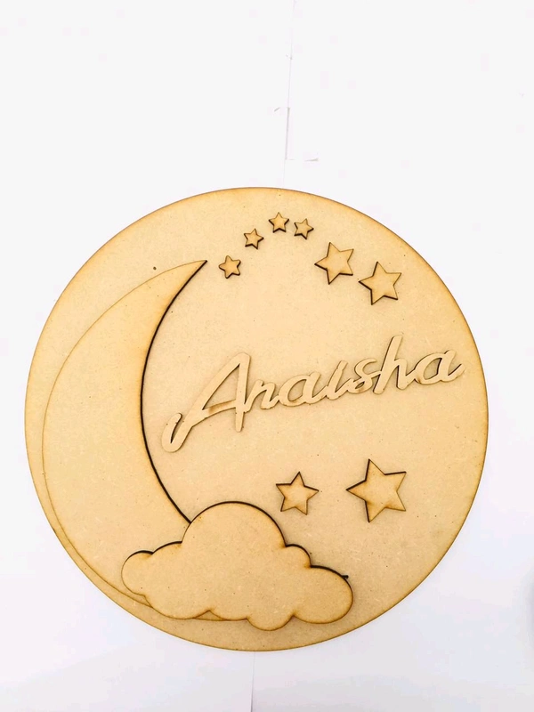 Moon & Cloud Themed Kids Name Board 