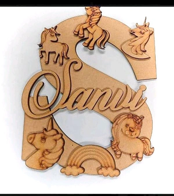 Unicorn Themed Kids Monogram S / Name Board