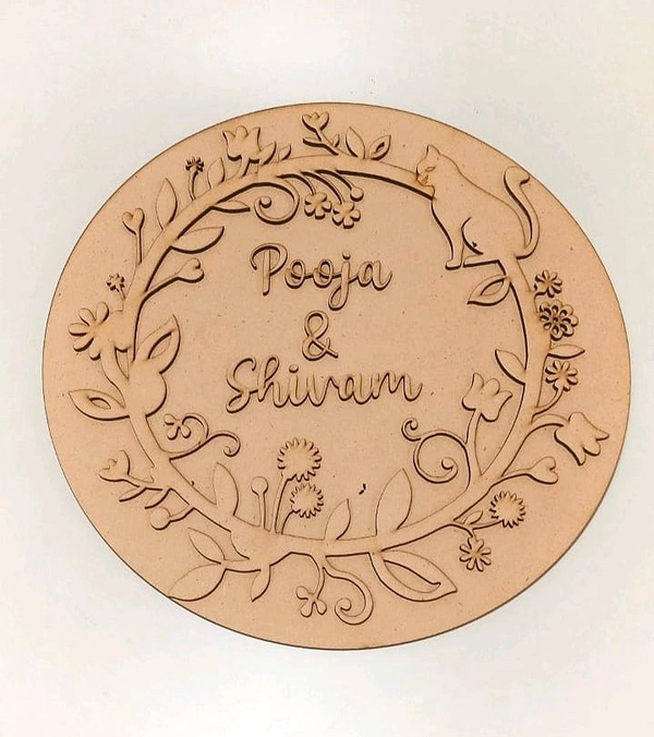 Floral Wreath Double Layer Name Board Couples