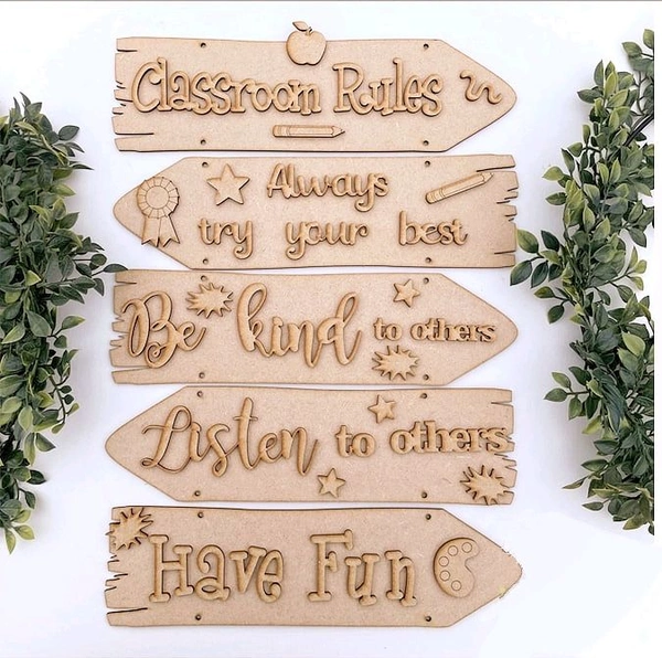 Sentiment Plank Wall Decor Classroom Rules