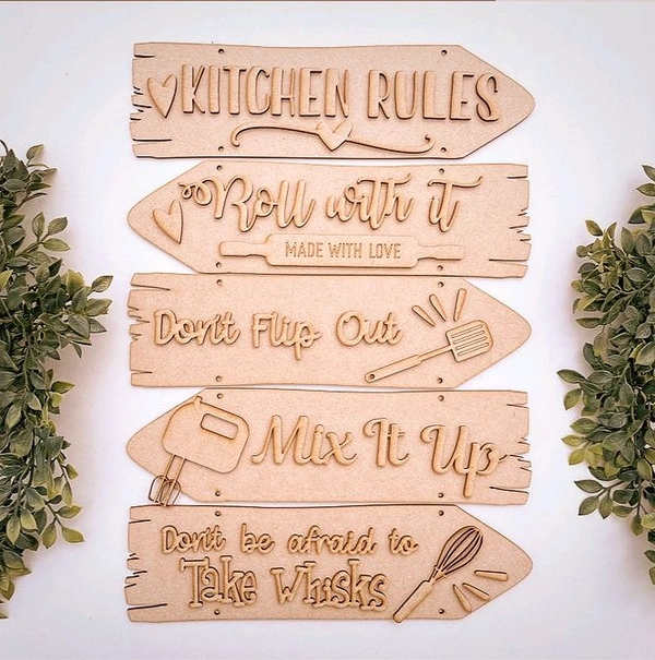 Sentiment Plank Wall Decor Kitchen Rules