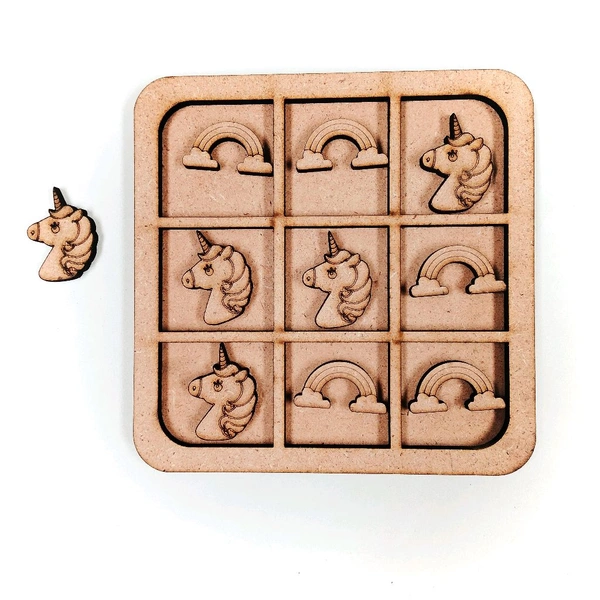 Tic Tac Toe Board Unicorn Theme 