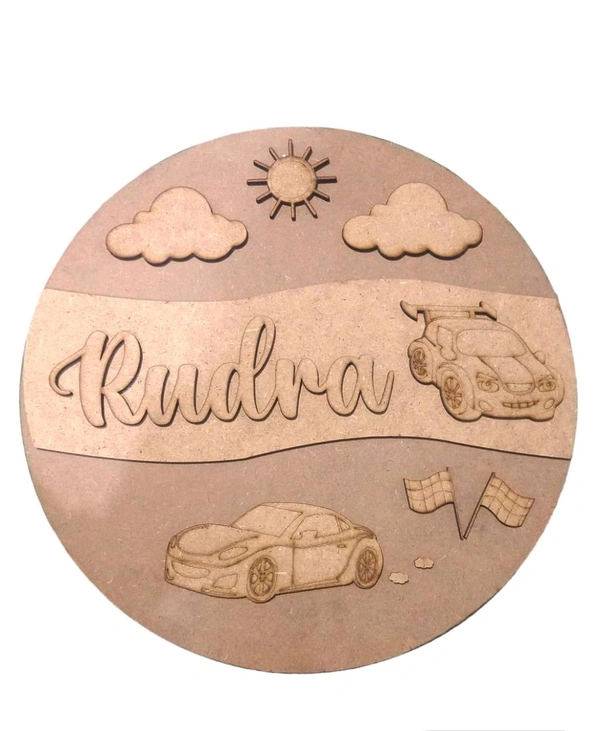 Car Theme Kids Room Name Board 