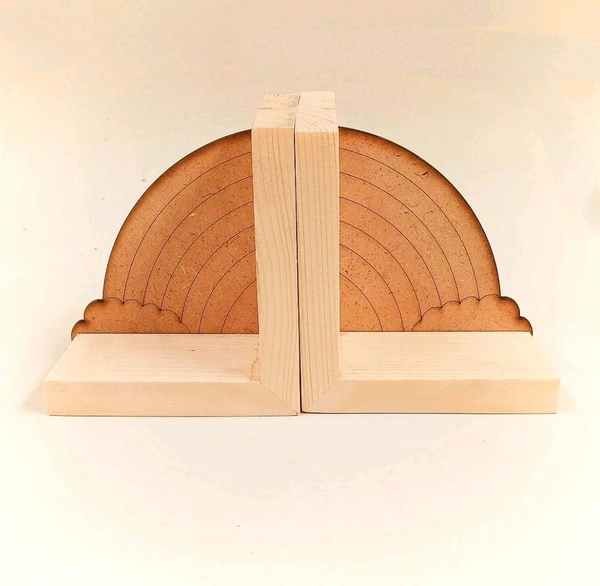 Wooden Bookends With Rainbow