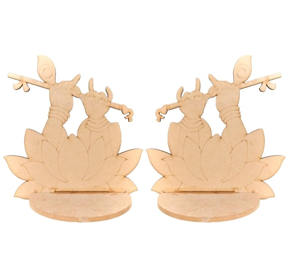 Lotus Krishna Flute Themed Wall Shelf Diya Stand