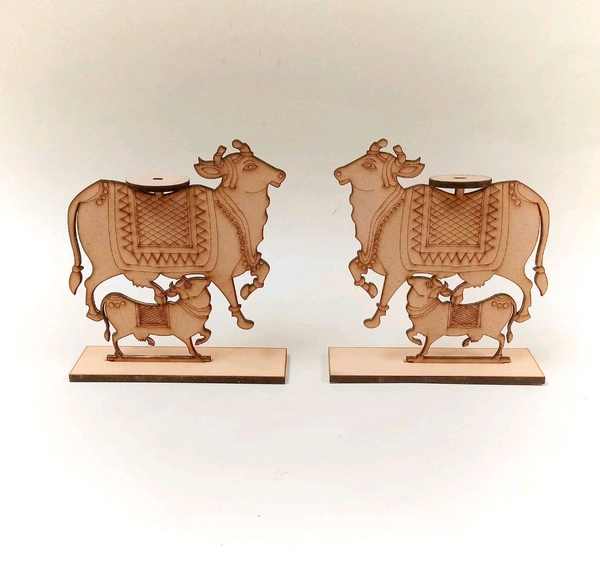 Pichwai Cow Calf Tea Light Holder  1 - Pair