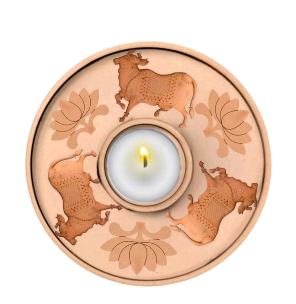 Layer Tea Light Candle Holder - Pichwai Cow Lotus