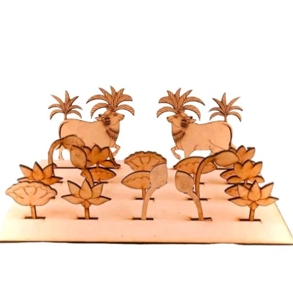 Table Top - Cow Kadamba Tree And Lotus Decor