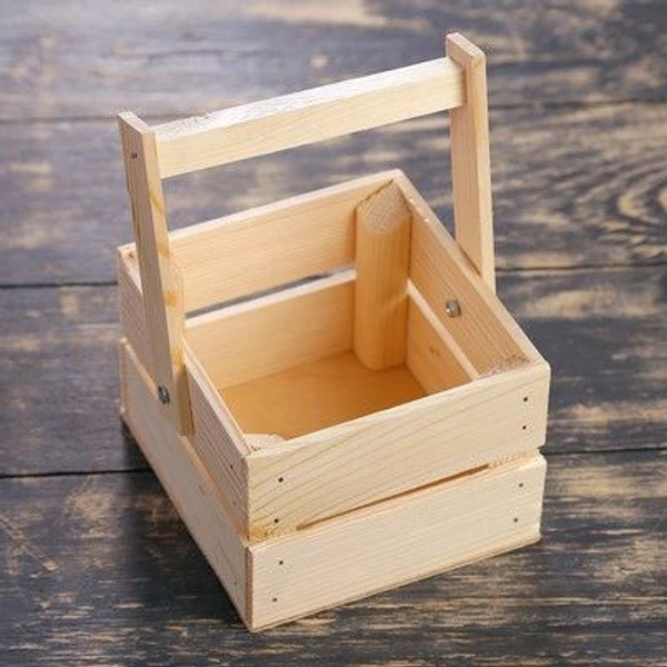 Pinewood Mini Baskets /  Planter Box With Handle