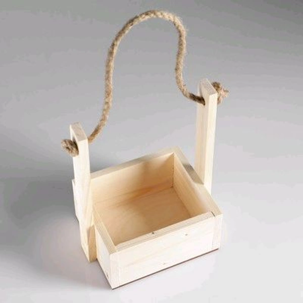 Pinewood Mini Baskets /  Planter Box With Handle