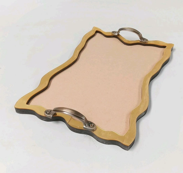 Geode Tray With Golden Acrylic Border