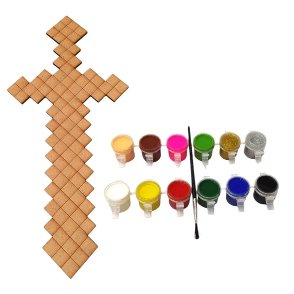 Minecraft Sword DIY Kit with tempera colours