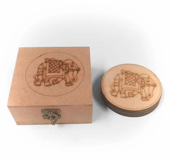 Premarked MDF Coasters & Box - Pichwai Elephant