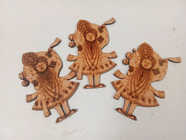 Shrinathji Pichwai Cutout 6 Inches Height - Set Of 3