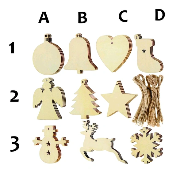 Christmas Ornaments With Twine - Set Of 5