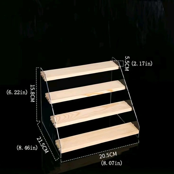 Acrylic And Pinewood Display Stand 4 Tier