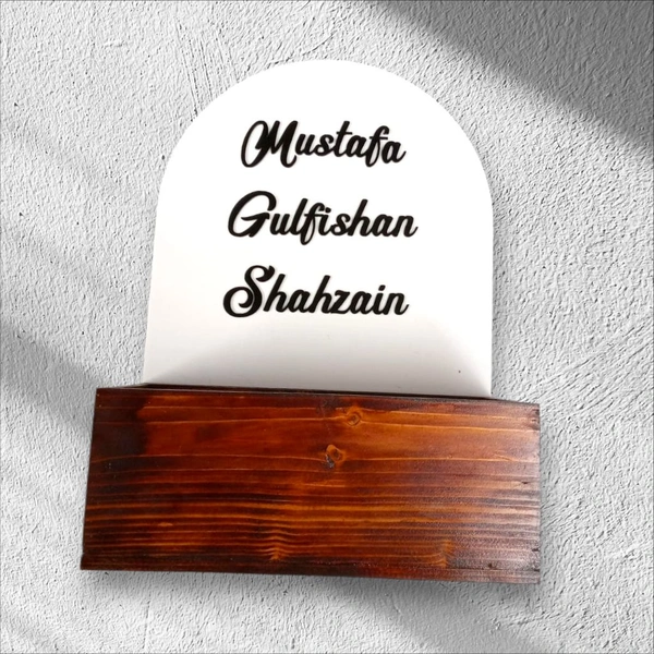 White Acrylic Nameboard with Pinewood Planter Box