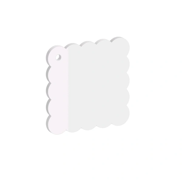 Milky White 2 Inch Wavy Acrylic Blank Key Chain - 2mm Thickness - Set Of 10
